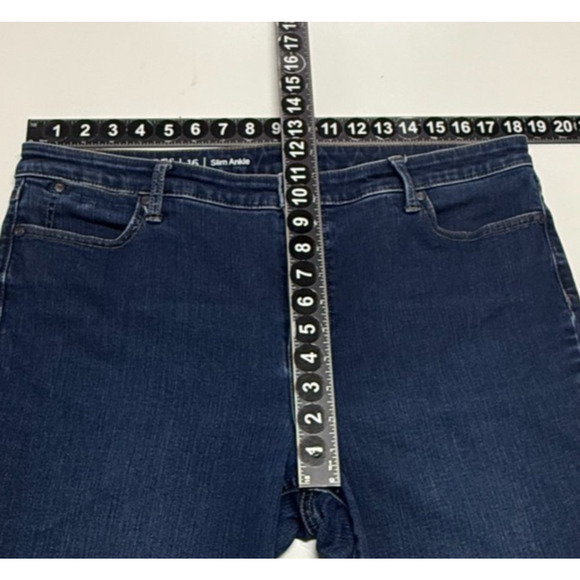 Talbots Jeans Womens 16 Blue Denim Flawless Slim Ankle Hi Rise Dark Actual 36X28 - Picture 3 of 8